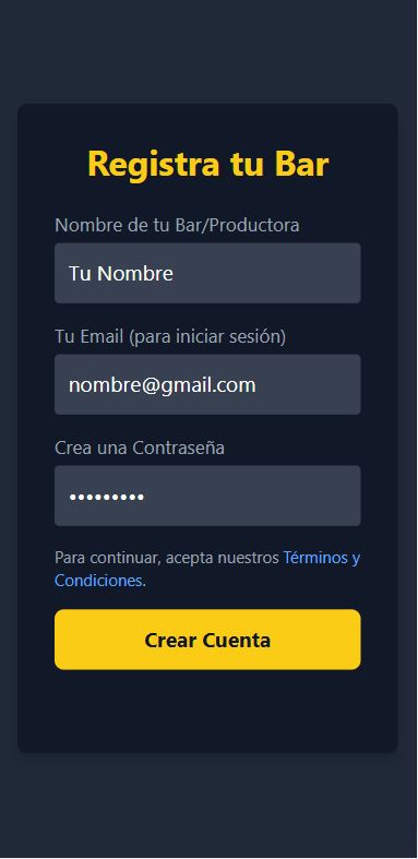 Paso 1: Dueño de bar registra